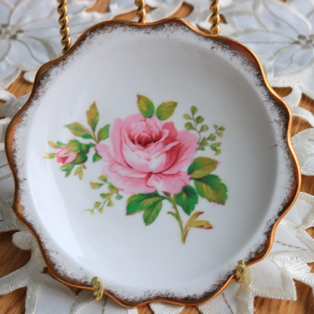 Royal Albert “American Beauty” Ashtray Bone China Dish England Pink Flowers